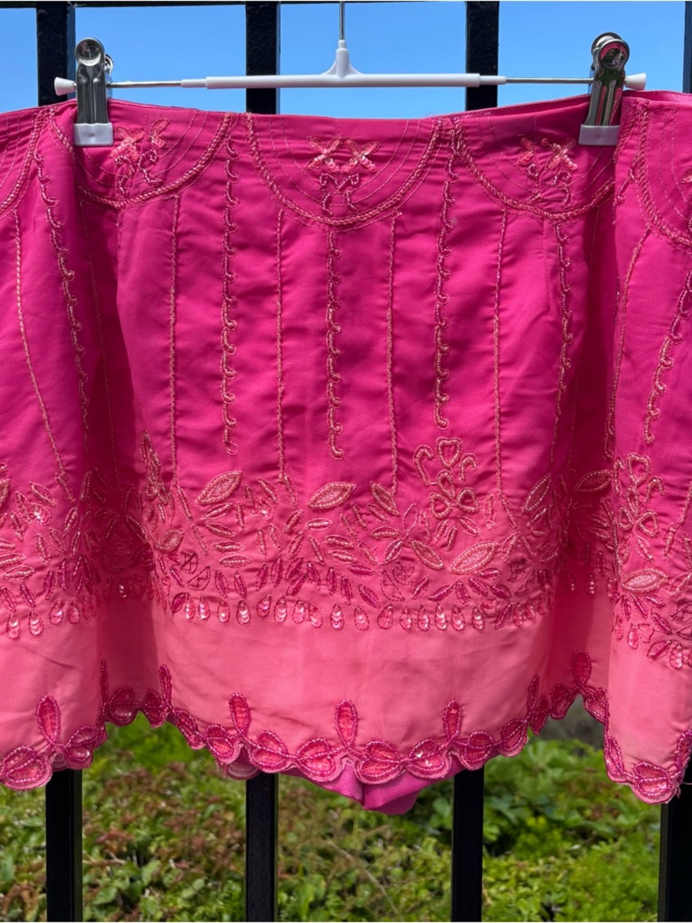 NWT! Free People Pink Embroidered Sequin Tie-Waist Mini Skort - Picture 7 of 12